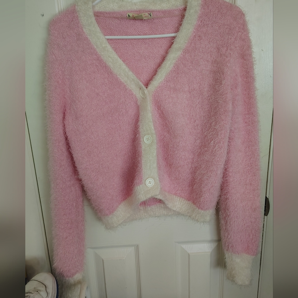 Juniors Cute It's Our Time V-neck Cardigan Size Medium